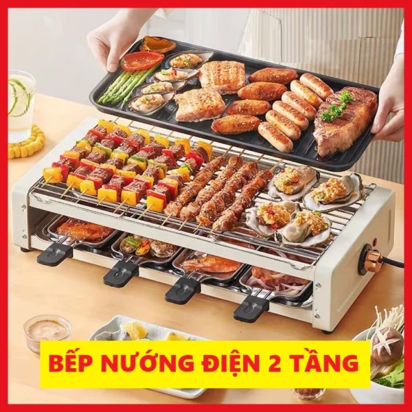 Bếp Nướng Điện 2 Tầng Không Khói BBQ 1800W