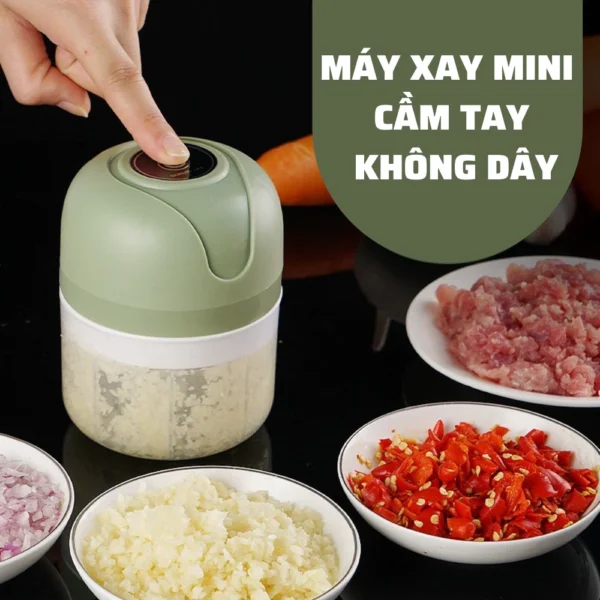 Máy Xay Tỏi Ớt Cầm Tay Mini Sạc Điện