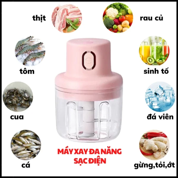 Máy Xay Tỏi Ớt Cầm Tay Mini Sạc Điện